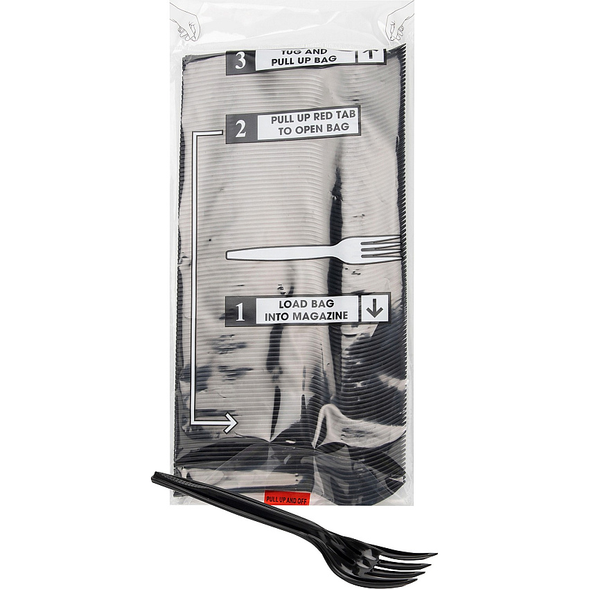 Mind Reader Cutlery Dispenser Utensil Refill Fork - Kitchen, Breakroom - Black - 100 / Pack (PFORK100)