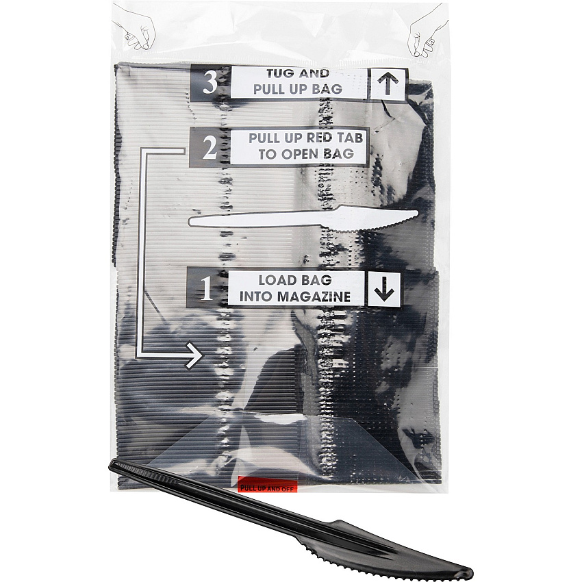 Mind Reader Cutlery Dispenser Utensil Refill Knife - Kitchen, Breakroom - Black - 100 / Pack (PKNIFE100)
