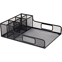 Mind Reader Serving Tray Countertop Organizer 7 Compartment(s) - 5.50" Height x 11.50" Width x 14.75" Length - Counter - Portable, Lightweight, Durable, Easy to Clean - Black - Metal Mesh - 1 Each (PSNAMESH)