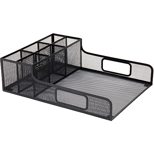 Mind Reader Serving Tray Countertop Organizer 7 Compartment(s) - 5.50" Height x 11.50" Width x 14.75" Length - Counter - Portable, Lightweight, Durable, Easy to Clean - Black - Metal Mesh - 1 Each (PSNAMESH)