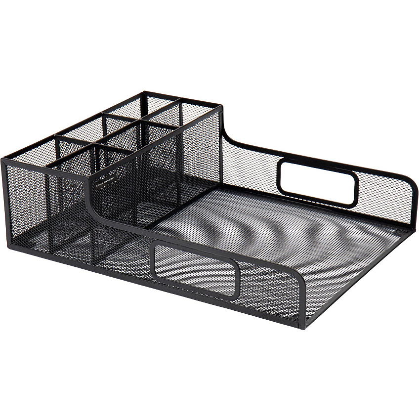 Mind Reader Serving Tray Countertop Organizer 7 Compartment(s) - 5.50" Height x 11.50" Width x 14.75" Length - Counter - Portable, Lightweight, Durable, Easy to Clean - Black - Metal Mesh - 1 Each (PSNAMESH)