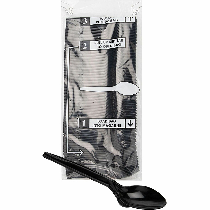 Mind Reader Cutlery Dispenser Utensil Refill Spoon - Kitchen, Breakroom - Black - 100 / Pack (PSPOON100)