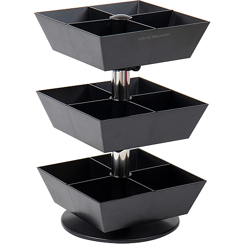 Mind Reader Anchor 12-Compartment Tea Carousel 12 Compartment(s) - 3 Tier(s) - 11.50" Height x 6.75" Width x 6.75" Depth - Counter - Durable, Easy to Clean - Black - Plastic - 1 Each (TEASWIV3T)