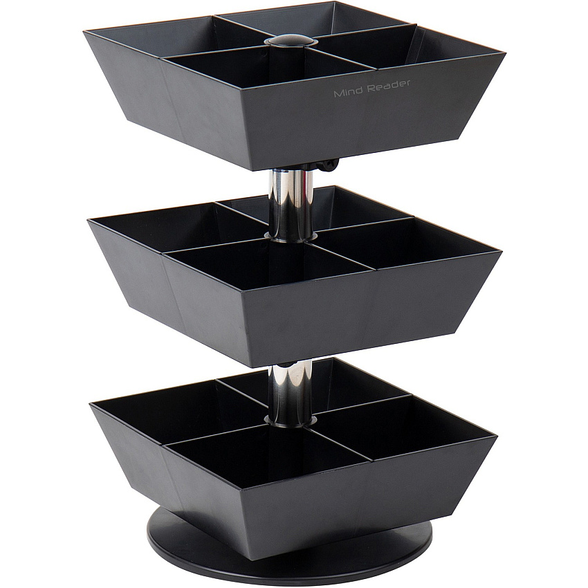 Mind Reader Anchor 12-Compartment Tea Carousel 12 Compartment(s) - 3 Tier(s) - 11.50" Height x 6.75" Width x 6.75" Depth - Counter - Durable, Easy to Clean - Black - Plastic - 1 Each (TEASWIV3T)