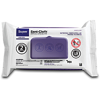 Super Sani-Cloth Germicidal Disposable Wipes, Large, 1-Ply, 8.2 x 9.8, Unscented, White, 80/Pack