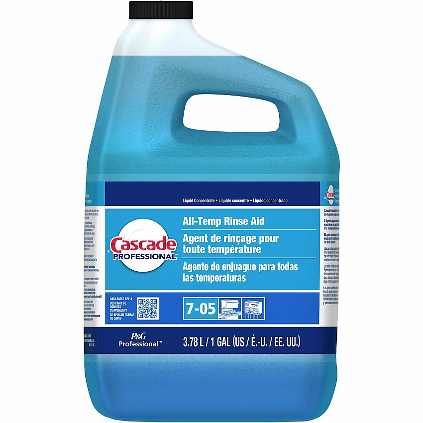 Cascade All-Temp Rinse Aid Concentrate - 128 fl oz (4 quart) - Phthalate-free, Triclosan-free, Alkylphenol-free, Anti-limescale - Blue - 2 / Carton (71187)