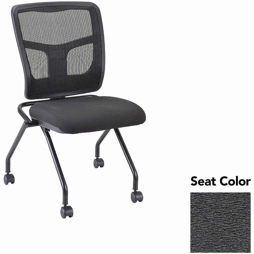 Lorell Training Room Guest Chairs Fuse Azurean Seat Color - Fuse Fabric, Polyester Seat Material - Black Back Color - Powder Coated Frame Color - Metal Frame Material - Four-legged Base - 2 / Carton (LLR8438546)