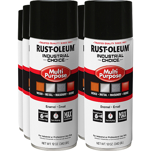 Rust-Oleum Industrial Choice Enamel Spray Paint Liquid - Gloss Black - 12 fl oz - 6 / Carton (1679830VCT)