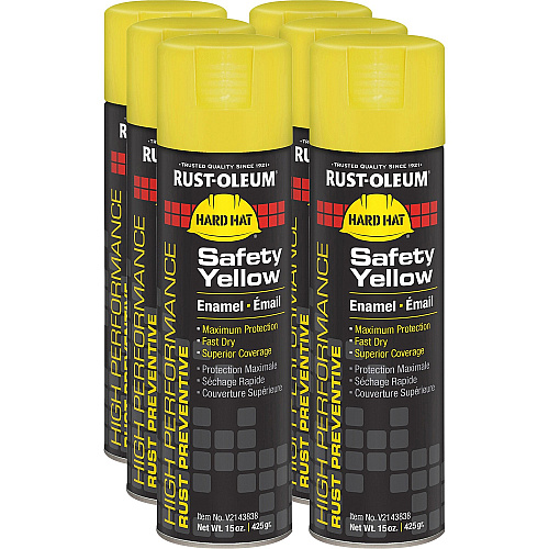 Rust-Oleum High Performance Enamel Spray Paint Liquid - Safety Yellow - 15 fl oz - 6 / Carton (V2143838CT)