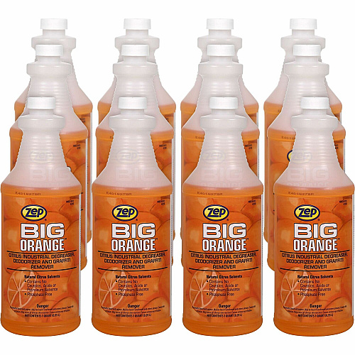 Zep Commercial Big Orange Citrus Industrial Cleaner 32 fl oz (1 quart) - Orange Citrus Scent - Deodorize, Organic, Caustic-free, Petroleum Free, Deodorant, Pleasant Scent, Butyl-free, Phosphate-free - Orange - 12 / Box (41501)