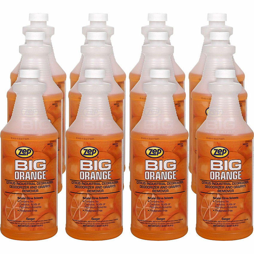 Zep Commercial Big Orange Citrus Industrial Cleaner 32 fl oz (1 quart) - Orange Citrus Scent - Deodorize, Organic, Caustic-free, Petroleum Free, Deodorant, Pleasant Scent, Butyl-free, Phosphate-free - Orange - 12 / Box (41501)