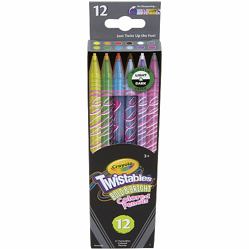 Crayola Twistables Colored Pencils Assorted Lead - Clear Plastic Barrel - 12 / Pack (682451)