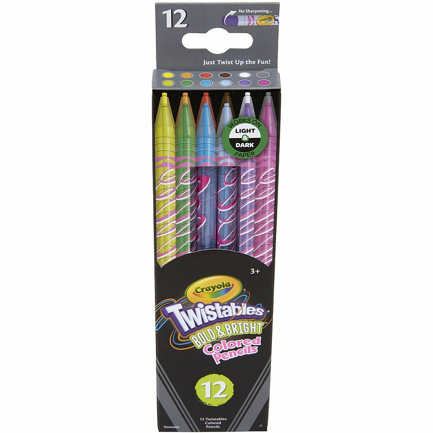 Crayola Twistables Colored Pencils Assorted Lead - Clear Plastic Barrel - 12 / Pack (682451)