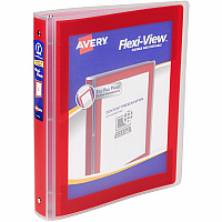 Avery&reg; Flexi-View 3 Ring Binder, 1 Inch Round Rings, 1 Red Binder 1" Binder Capacity - Letter - 8 1/2" x 11" Sheet Size - 175 Sheet Capacity - Fastener(s): Round Ring - Pocket(s): 1, Inside Back - Polypropylene, Poly - Red - Durable, Spine, Fl (17606)