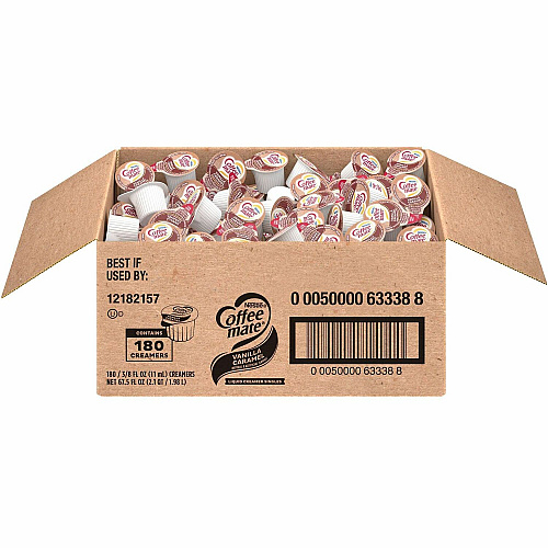 Coffee-mate Coffee mate Vanilla Caramel Liquid Creamer Singles Vanilla Caramel Flavor - 0.38 fl oz (11 mL) - 180 / Carton (63338)