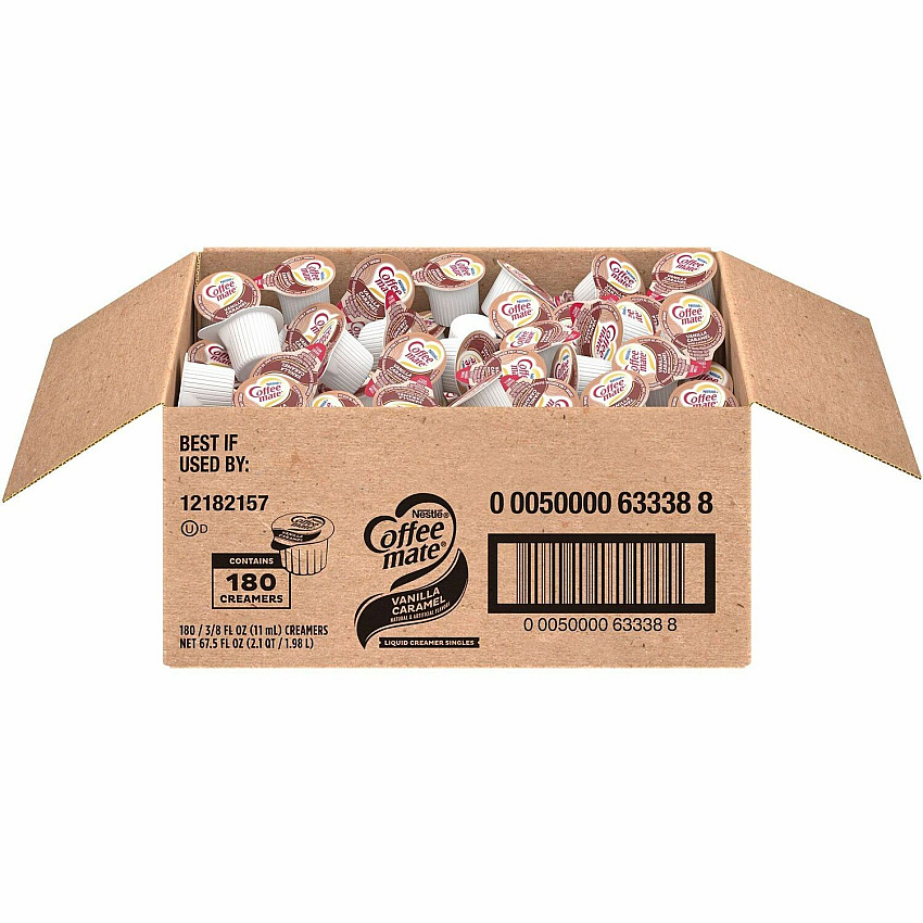 Coffee-mate Coffee mate Vanilla Caramel Liquid Creamer Singles Vanilla Caramel Flavor - 0.38 fl oz (11 mL) - 180 / Carton (63338)