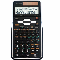 Sharp Scientific Calculator with 2-line Display 273 Functions - Durable, 3-D Light Reflecting Cover - 2 Line(s) - 12 Digits - LCD - Battery/Solar Powered - Battery Included - 6.4" Height x 3.4" Width x 0.6" Depth - Black - 1 Each (EL531TGBBW)