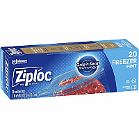 Ziploc® Grip n' Seal Freezer Bags 7" Length x 5" Width - Blue - Plastic - Food, Meat, Poultry, Fish - 20 / Box (314443)