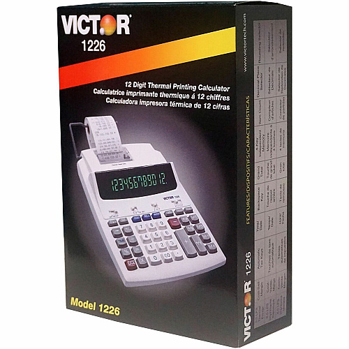 Victor 12-Digit Thermal Printing Calculator Thermal - 12 Digits - LED - White - 1 Each (1226)