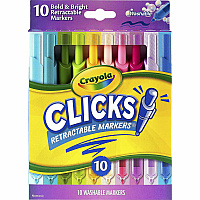 Crayola Clicks Retractable Markers Bold Marker Point - Retractable - Washable - Multi Ink - 10 / Pack (588373)