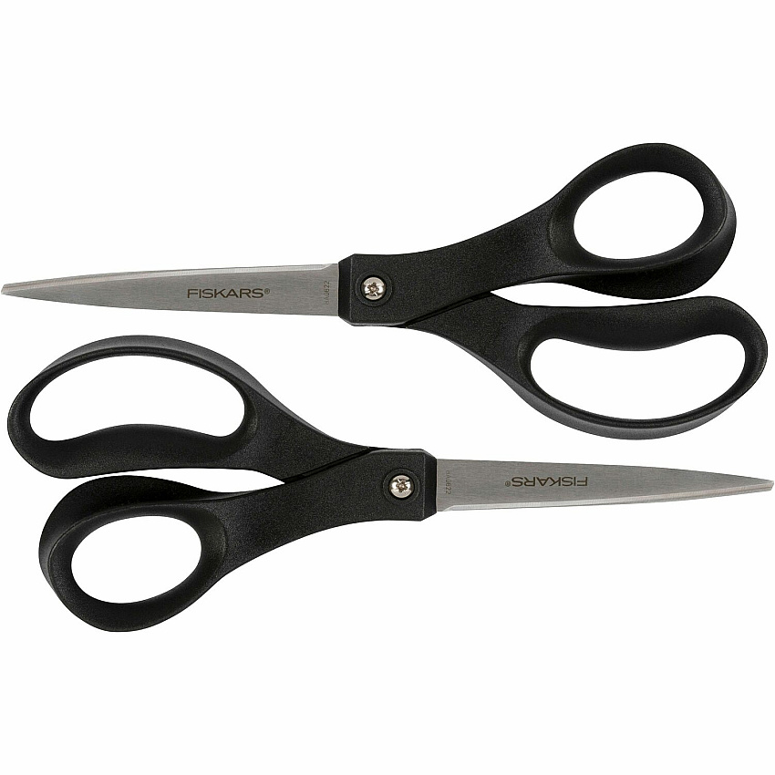 Fiskars Recycled All-purpose Scissors Stainless Steel - Straight Tip - Black - 2 / Pack (1067261)