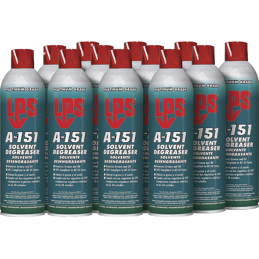 LPS A-151 Solvent Degreaser Ready-To-Use/Concentrate - 15 fl oz (0.5 quart) - Low Odor, Chlorine-free - Green - 12 / Carton (04320CT)