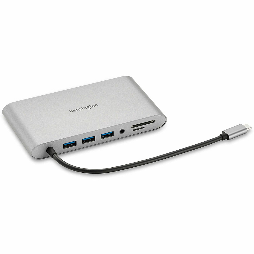 Kensington UH1440P USB-C Dual Video Mobile Dock for Notebook, Tablet, Smartphone, Monitor - Memory Card Reader - SD, microSD - USB Type C - 2 Displays Supported - Full HD - 1920 x 1080 - 3 x USB Ports - USB Type-A - USB Type-C - 1 x RJ-45 Ports -  (33853)
