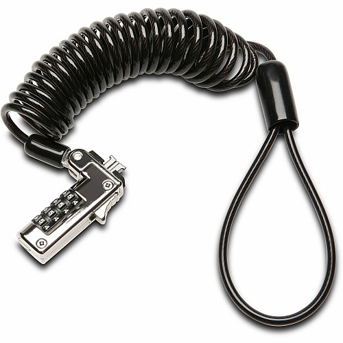 Kensington Slim Portable Combination Lock 5.91 ft Cable - Resettable - 4-digit - Combination Lock - Black - Carbon Steel, Plastic - For Notebook - Self-coiling (60625)