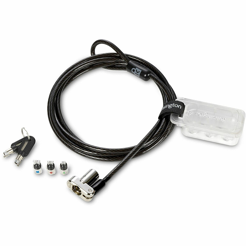 Kensington Universal 3-in-1 Keyed Laptop Lock Keyed Lock - Black - Carbon Steel, Plastic - 6 ft - For Notebook (62318)