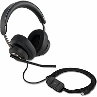 Kensington H2000 USB-C Over-Ear Headset Stereo - USB Type C - Wired - Over-the-ear - Binaural - Circumaural - 6 ft Cable - Noise Cancelling Microphone - Noise Canceling - Black (83451)