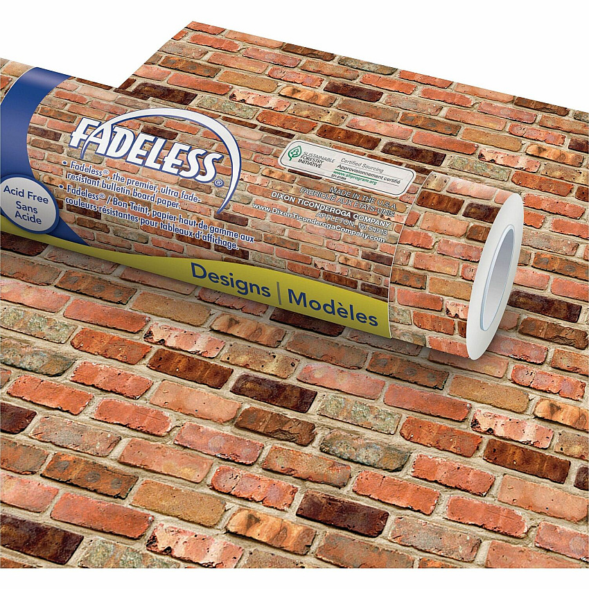 Pacon Bulletin Board Paper Rolls Classroom, Door, File Cabinet, School, Home, Office Project, Display, Table Skirting, Party, Decoration - 48" Width x 50 ft Length - Reclaimed Brick - Paper - 1 Roll (P0057465)