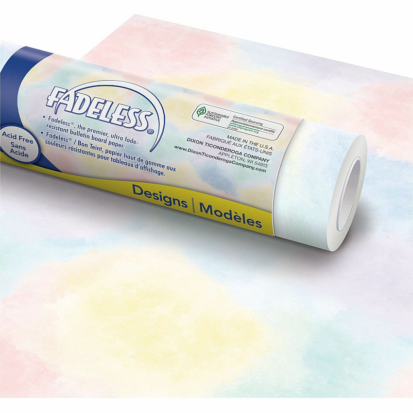 Fadeless Bulletin Board Paper Rolls Art, Classroom, School, Home, Office, Decoration, Door, File Cabinet, Display, Table Skirting, Party - 48" Width x 50 ft Length - Watercolor - Paper - 1 Roll (P0057515)
