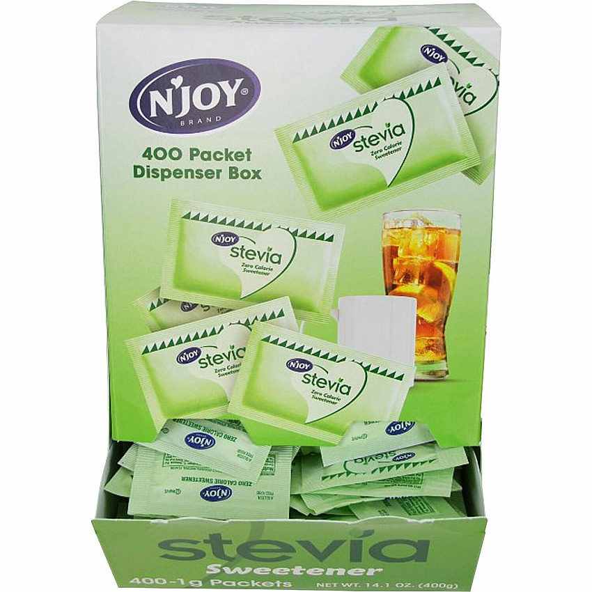 N'Joy Njoy Green Stevia Sugar Substitute 0.035 oz (1 g) - Stevia Flavor - 400 / Box (83221)