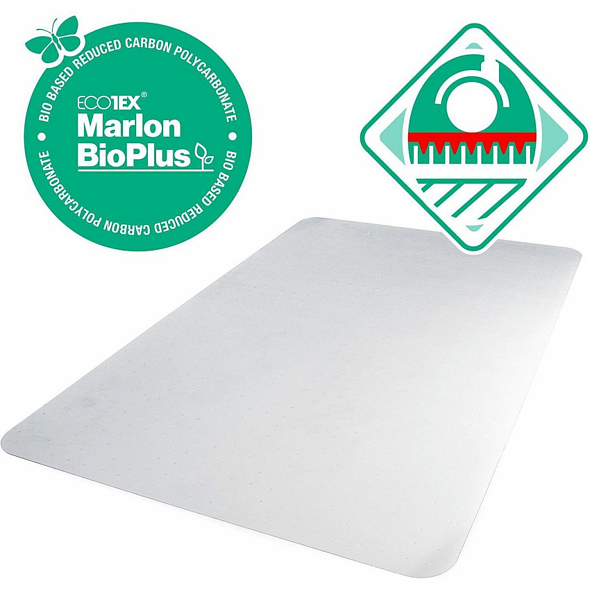 Ecotex Marlon BioPlus Floortex&reg; Ecotex&reg; BioPlus Eco Friendly Carbon Neutral Polycarbonate Chair Mat for Carpet - 35" x 47" Chair - 47" Length x 35" Width x 0.090" Depth - Rectangular - Polycarbonate - Clear - 1 Each - TAA Compliant (NCCMFLBG0002)