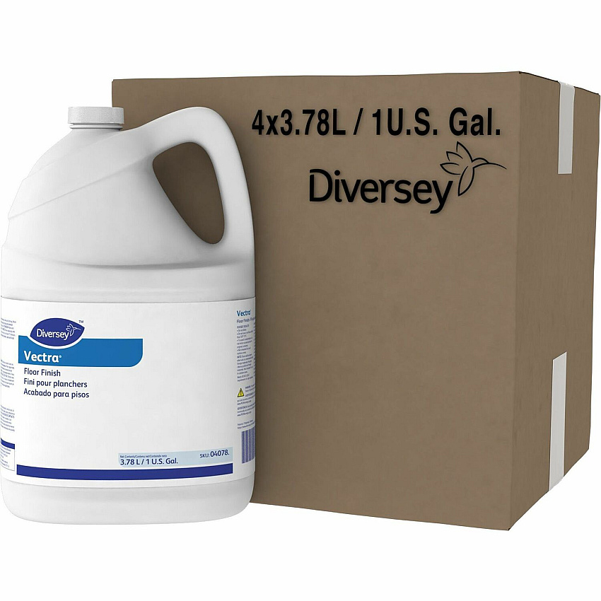 Diversey Vectra Floor Finish Ready-To-Use - 128 fl oz (4 quart) - 8.6 pH - Ammonia Scent - Durable, Dirt Resistant, Black Mark Resistant, Scratch Resistant, Scuff Resistant - Off White - 4 / Carton (04078)