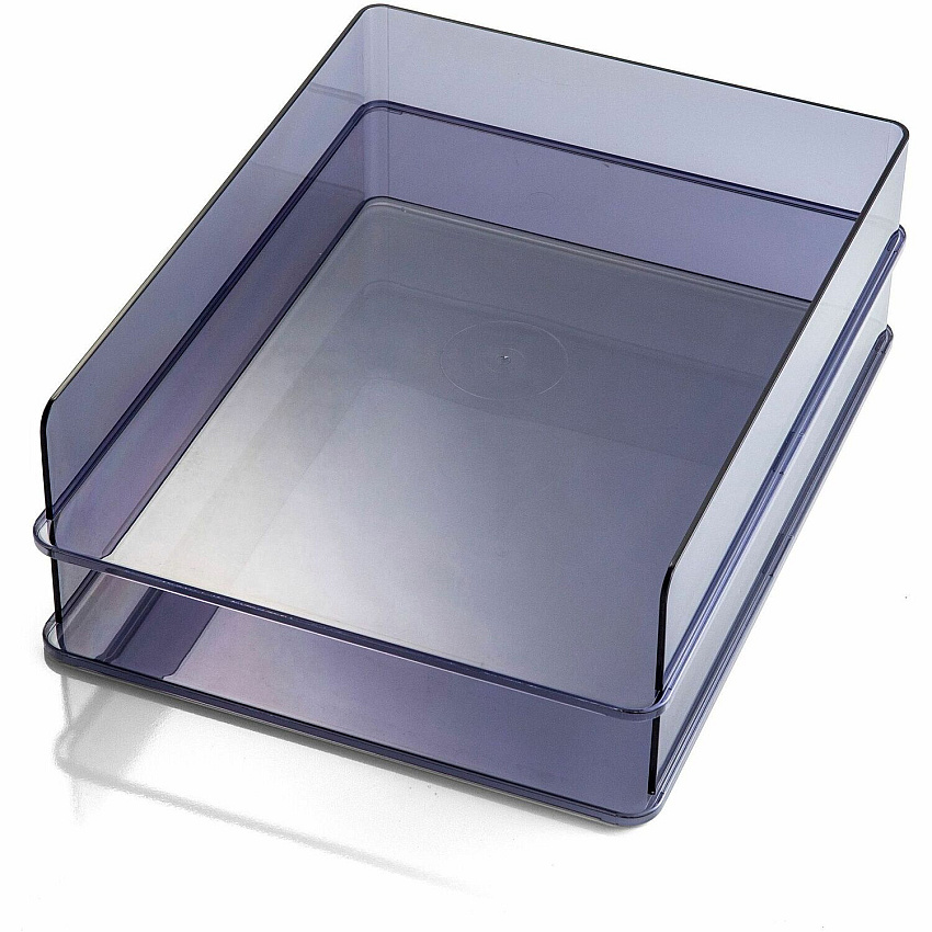 Officemate Stackable Letter Trays, Made from Recycled Bottles, 2PK 2 Compartment(s) - 2.80" Height x 12.80" Width x 10.20" Depth - Desktop - Stackable - Translucent Gray - Plastic - 2/Set - 1 Each (21040)