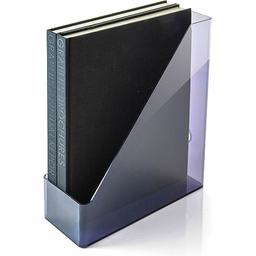 Officemate Literature/Magazine Holder Vertical - 12.2" Height x 10.3" Width x 4.3" Depth - Plastic - Translucent Gray - Sturdy, Durable, Reusable - 1 Each (21510)