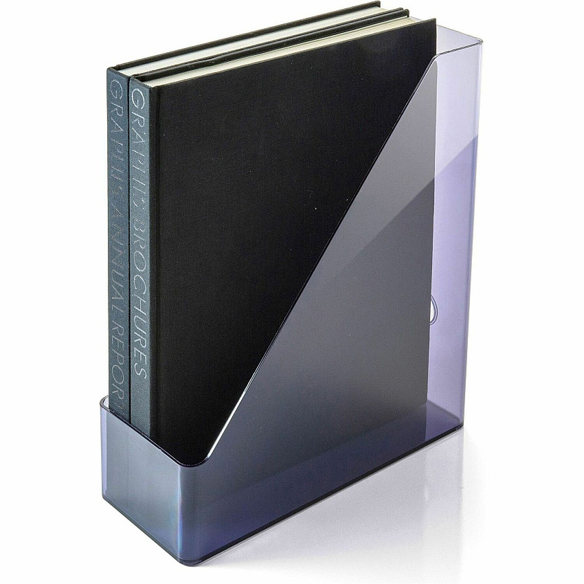 Officemate Literature/Magazine Holder Vertical - 12.2" Height x 10.3" Width x 4.3" Depth - Plastic - Translucent Gray - Sturdy, Durable, Reusable - 1 Each (21510)