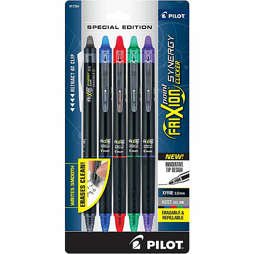 FriXion Synergy Clicker Erasable Gel Pen 0.5 mm Extra Fine Pen Point - Retractable - Erasable - Assorted Ink - 5 / Pack (17354)