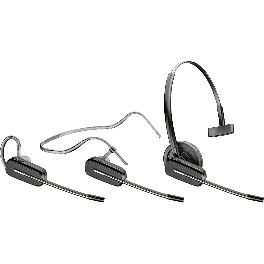 Poly Savi 8240 Convertible Office Headset Mono - USB Type A, RJ-11 - Wired/Wireless - Bluetooth/DECT - 590 ft - 32 Ohm - 20 Hz to 20 kHz - On-ear, Over-the-head - Monaural - Supra-aural - Noise Cancelling Microphone - Black - TAA Compliant (7W071AA)