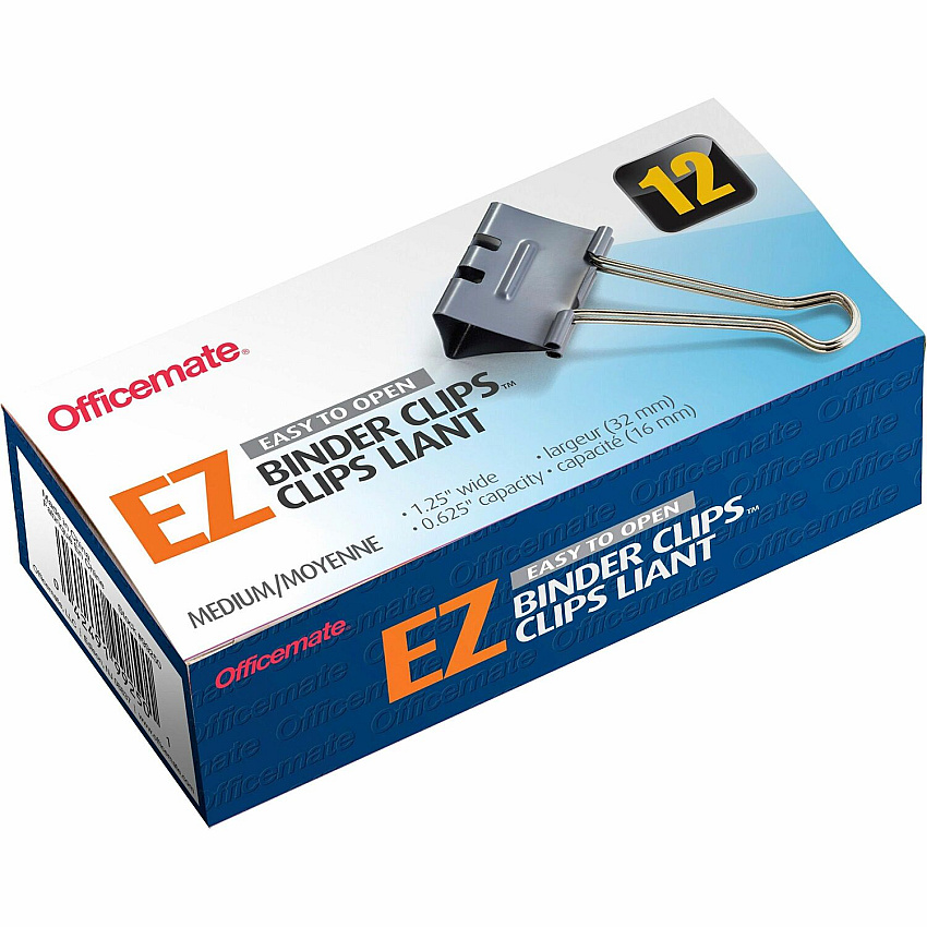 Officemate Binder Clip, Medium Medium - 4.8" Length x 2.4" Width - 0.63" Size Capacity - for Binder - Gray - 12 / Box (99250)