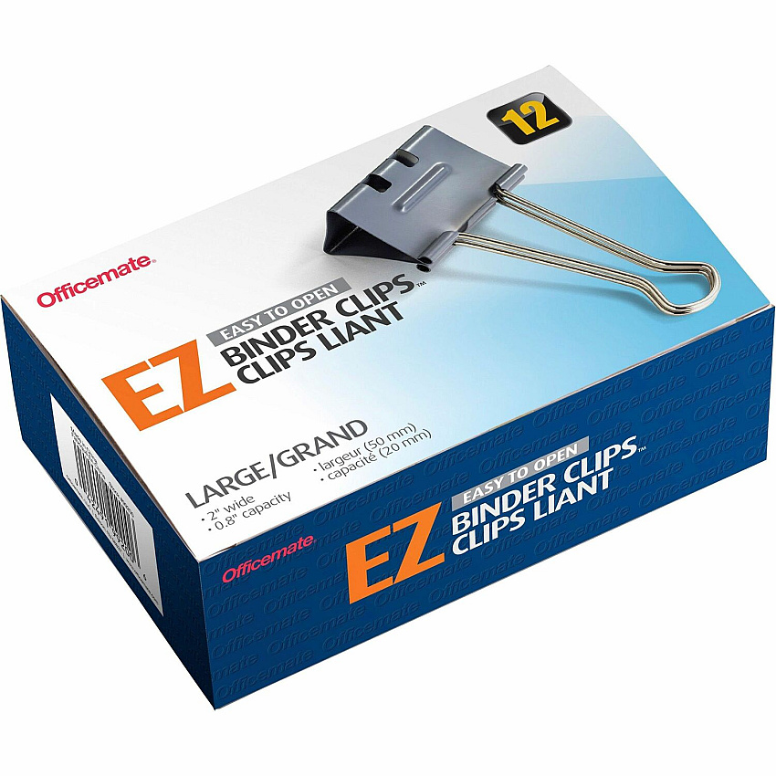 Officemate Binder Clip, Large Large - 6.4" Length x 4" Width - 1" Size Capacity - for Binder - Gray - 12 / Box (99200)