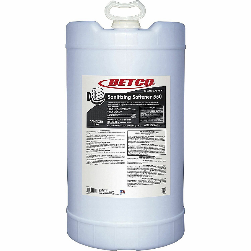 Betco Symplicity Sanitizing Fabric Softener Concentrate - 1920 fl oz (60 quart) - Fresh Floral Scent - Water Soluble - White, Opaque Drum - 1 Each (4797700)