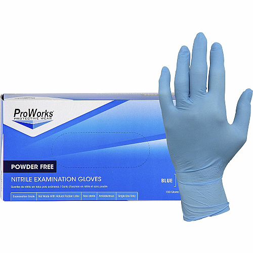 ProWorks NPF Nitrile Powder Free Exam Gloves 5.5 mil Thickness x 9.50" Glove Length - X-Large Size - For Right/Left Hand - Synthetic Nitrile Rubber - Blue - Non-sterile, Latex-free, Odor-free, Puncture Resistant, Tear Resistant, Chemical Resist (GLN106FX)