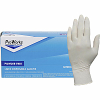 ProWorks Latex Powder-Free Disposable General-Purpose Gloves 5 mil Thickness x 9.50" Glove Length - Medium Size - Latex - Natural - Comfortable, Non-sterile, Textured Fingertip - For Food Service, General Purpose, Industrial, Manufacturing, Off (GLL105FM)