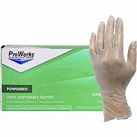ProWorks Vinyl Powdered Industrial Gloves 3 mil Thickness x 9" Glove Length - X-Large Size - Vinyl - Clear - Powdered, Non-sterile - For Industrial, General Purpose, Construction, Food Processing, Food Service, Hospitality - 100/Box - 10 / Cart (GLV103PX)