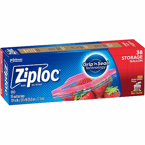 Ziploc&reg; Stand-Up Storage Bags 1 gal Capacity - Blue - Kitchen, Storage - 38 / Box (351154)