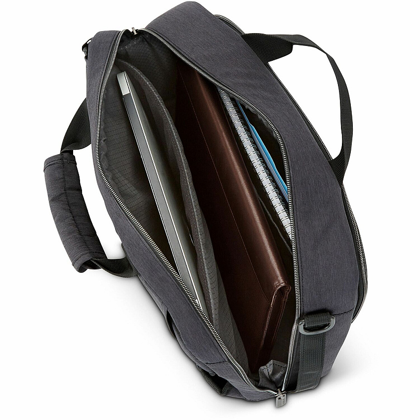 Samsonite HEATHER Carrying Case (Briefcase) for 15.6" Notebook, Pen, Key, Tablet - Black Water Resistant - Ripstop Polyester Body - Tricot Interior Material - Handle, Shoulder Strap - 1 Each (1462595794)
