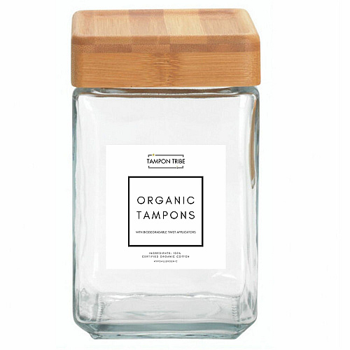 Tampon Tribe Spa Display Jar Clear - Tempered Glass, Bamboo - 4 / Carton (TSPA4)