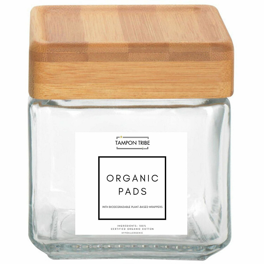 Tampon Tribe Spa Display Jars Clear - Tempered Glass, Bamboo - 4 / Carton (PSPA4)